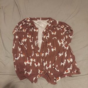 Super Soft button up Llama print pajama top, Torrid Size 3